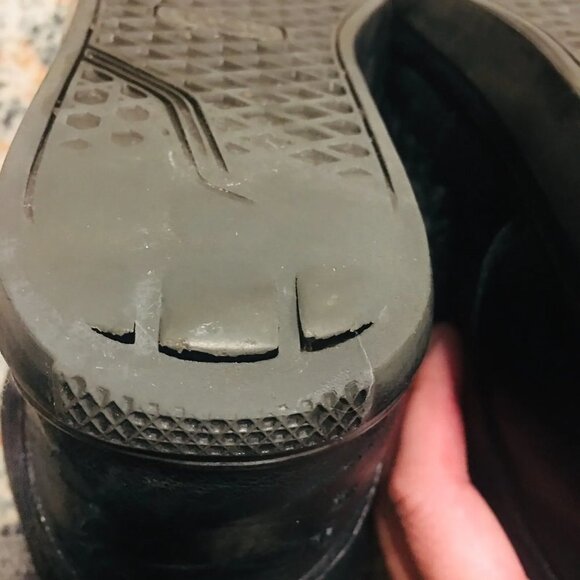 MOU Black Leather Shearling Sherpa Short Ankle Studded Boots Women's 7 to 7.5 - Picture 12 of 13